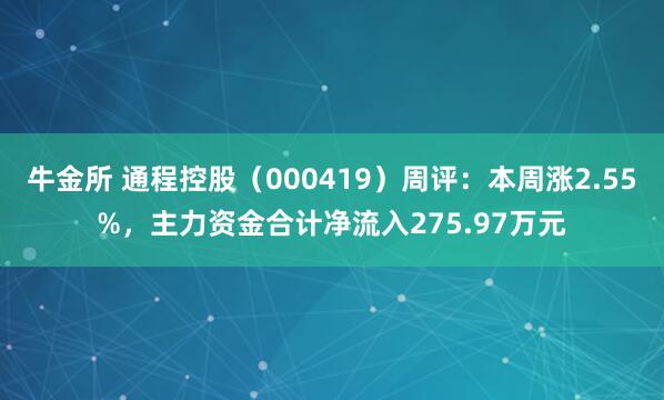 牛金所 通程控股（000419）周评：本周涨2.55%，主力资金合计净流入275.97万元